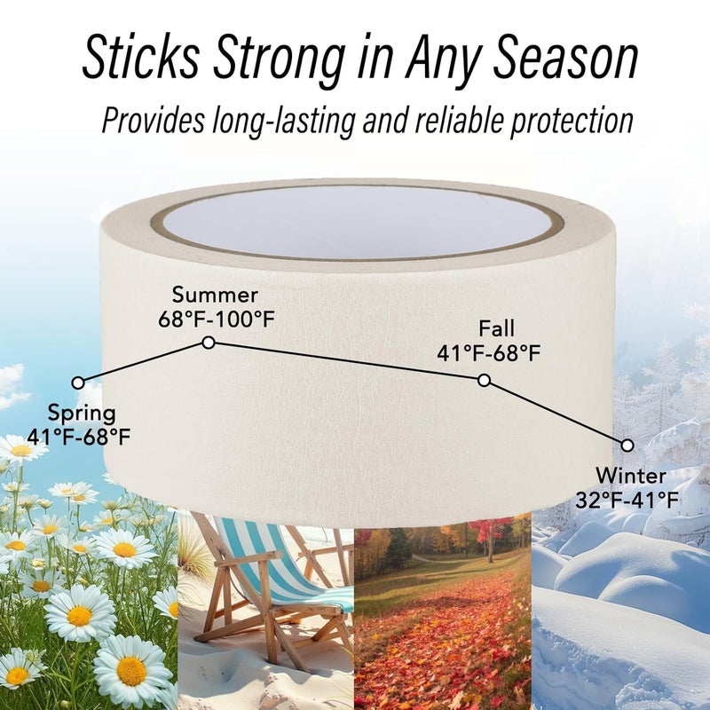 G GEYYANG White Painters Tape - 2 Inch Wide Masking Tape - Multi-Surface, Smart Adhesion, Indoor & Outdoor - Paint Tape for Artist, DIY, Labeling, Car, General Purpose - 90FT Total - Image 4